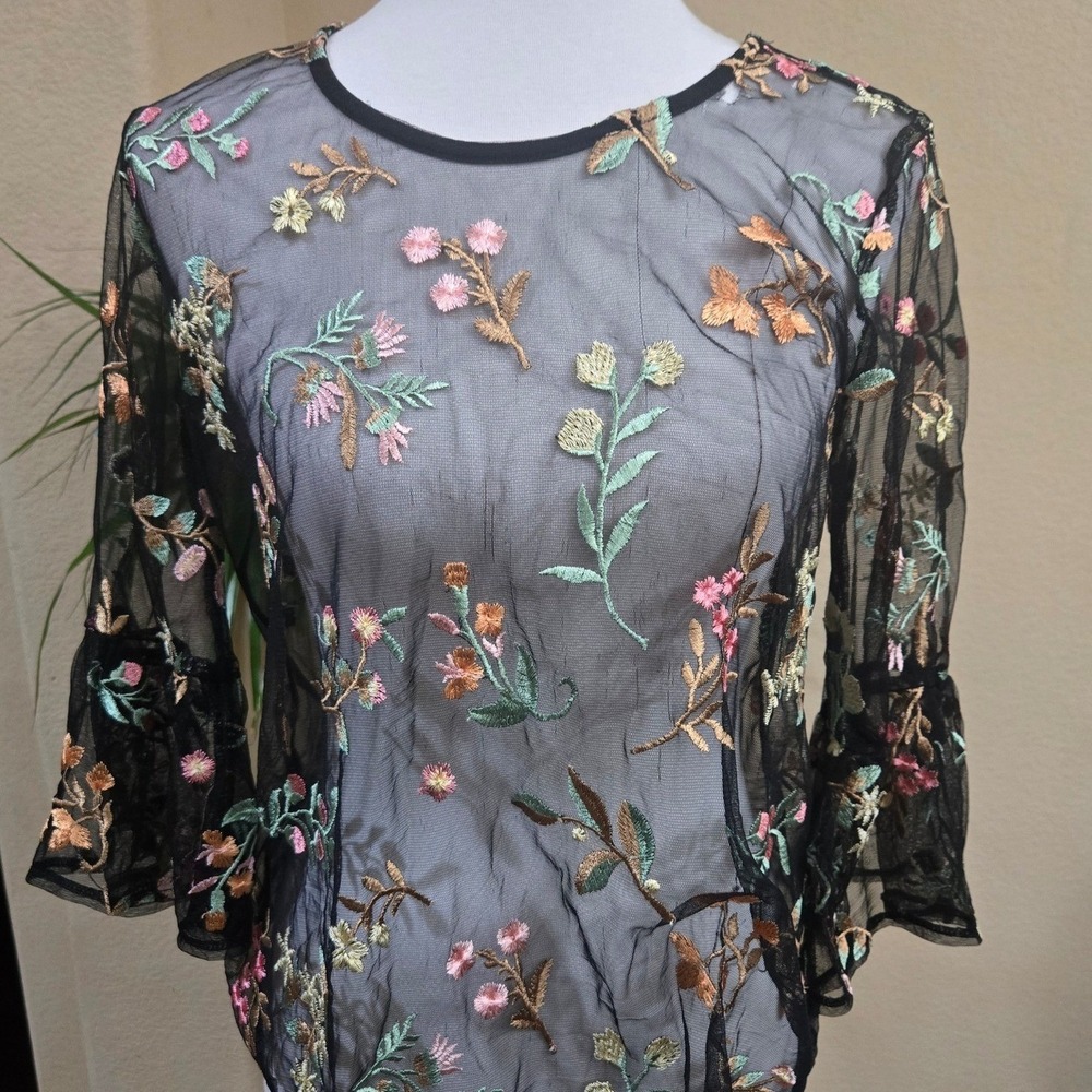 Mesh Top‎ Large Embroidered Sheer Butterfly Whimsigoth Forest Fairy Layering